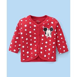 Babyhug Disney Interlock Knitted Full Sleeves Jhablas With Mickey Mouse Graphics Pack of 3 - White Blue & Red