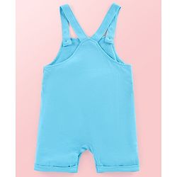 Babyhug Single Jersey Knit Striped Half Sleeves T-Shirt with Bunny & Lion Printed Dungaree - Blue & Green
