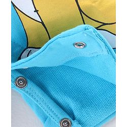 Babyhug Single Jersey Knit Striped Half Sleeves T-Shirt with Bunny & Lion Printed Dungaree - Blue & Green