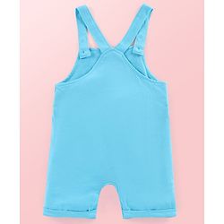 Babyhug Single Jersey Knit Striped Half Sleeves T-Shirt with Bunny & Lion Printed Dungaree - Blue & Green