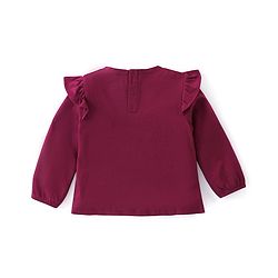 Babyhug Cotton Knit Full Sleeves A Line Top with Star Print & Frill Detailing- Maroon