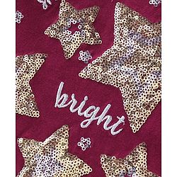 Babyhug Cotton Knit Full Sleeves A Line Top with Star Print & Frill Detailing- Maroon