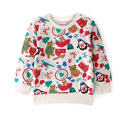 Babyhug 100% Cotton Knit Full Sleeves Sweatshirt with Bear Print - Multicolour