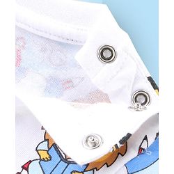 Babyhug Cotton Knit Full Sleeves Night Suit with Lion & Beat Print - White