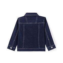 Babyhug Full Sleeves Collar Neck Washed Denim Jacket - Dark Blue