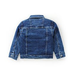 Babyhug Full Sleeves Collar Neck Washed Denim Jacket With Detachable Hood - Blue