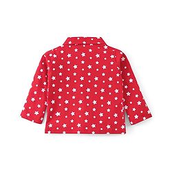 Babyhug Disney Single Jersey Full Sleeves Front Open Night Suit with Star & Minnie Mouse Print - Red