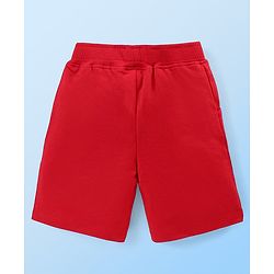 Babyhug Disney Cotton Knit Half Sleeves T-Shirt & Shorts Set With Mickey Mouse Print - White & Red