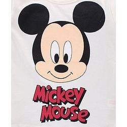 Babyhug Disney Cotton Knit Half Sleeves T-Shirt & Shorts Set With Mickey Mouse Print - White & Red