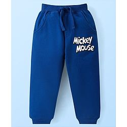 Babyhug Disney Single Jersey Knit Full Sleeves T-Shirt & Joggers Set With Micky Mouse Graphics - White & Blue