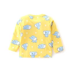 Babyhug Cotton Knit Full Sleeves Night Suit with Elephant Print - Yellow