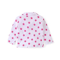 Babyhug Disney Cotton Knit Full Sleeves Front Open Night Suit With Stars & Minnie Mouse Print - Off White