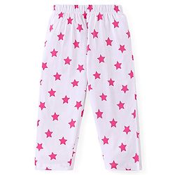 Babyhug Disney Cotton Knit Full Sleeves Front Open Night Suit With Stars & Minnie Mouse Print - Off White