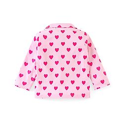 Babyhug Disney Single Jersey Knit Full Sleeves Front Open Night Suit With Daisy Duck & Hearts Print - Pink
