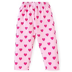 Babyhug Disney Single Jersey Knit Full Sleeves Front Open Night Suit With Daisy Duck & Hearts Print - Pink