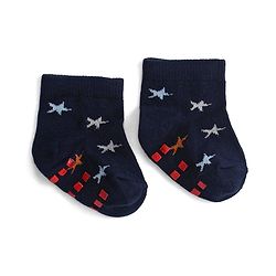 Cute Walk by Babyhug Anti Skid Ankle Length Antibacterial Knitted Striped & Aeroplane Design Socks Pack Of 3 - Blue & Red