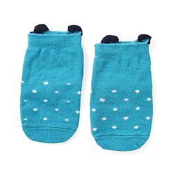 Cute Walk by Babyhug Anti Skid Ankle Length Antibacterial Knitted Striped & Polka Dots Design Socks Pack Of 3 - Blue White & Yellow