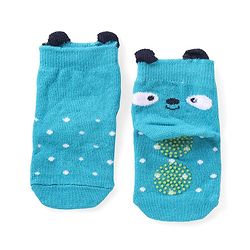 Cute Walk by Babyhug Anti Skid Ankle Length Antibacterial Knitted Striped & Polka Dots Design Socks Pack Of 3 - Blue White & Yellow