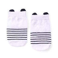 Cute Walk by Babyhug Anti Skid Ankle Length Antibacterial Knitted Striped & Polka Dots Design Socks Pack Of 3 - Blue White & Yellow