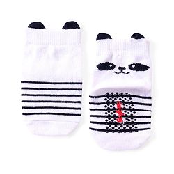 Cute Walk by Babyhug Anti Skid Ankle Length Antibacterial Knitted Striped & Polka Dots Design Socks Pack Of 3 - Blue White & Yellow