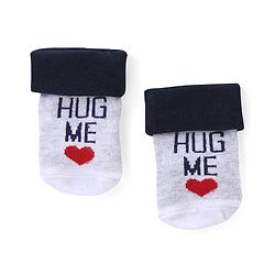 Cute Walk by Babyhug Anti Skid Ankle Length Antibacterial Knitted Striped & Text Design Socks Pack Of 3 - Blue Grey & White