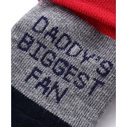 Cute Walk by Babyhug Anti Skid Ankle Length Antibacterial Knitted Striped & Text Design Socks Pack Of 3 - Blue Grey & White