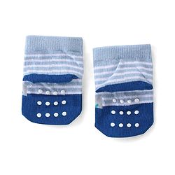 Cute Walk by Babyhug Anti Skid Ankle Length Antibacterial Knitted Striped & Animal Design Socks Pack Of 3 - Orange Blue & Green