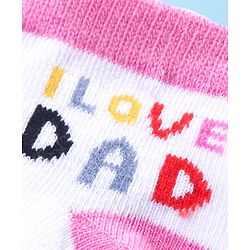 Cute Walk by Babyhug Anti Skid Ankle Length Antibacterial Knitted Striped & Text Design Socks Pack Of 3 - Pink & White