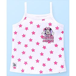 Babyhug Disney Cotton Lycra Knit Singlet Sleeves Slips With Minnie Mouse & Friends Graphics Pack of 3 - Pink & White