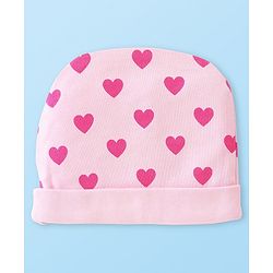 Babyhug Disney Cotton Knit Cap Mittens & Booties Set with Heart & Daisy Duck Graphic - Pink