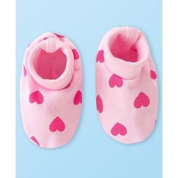 Babyhug Disney Cotton Knit Cap Mittens & Booties Set with Heart & Daisy Duck Graphic - Pink
