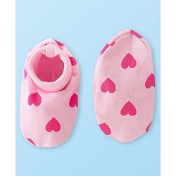 Babyhug Disney Cotton Knit Cap Mittens & Booties Set with Heart & Daisy Duck Graphic - Pink