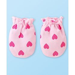 Babyhug Disney Cotton Knit Cap Mittens & Booties Set with Heart & Daisy Duck Graphic - Pink