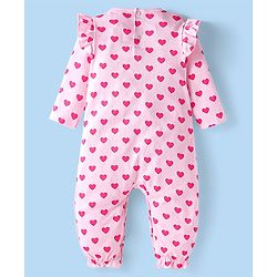Babyhug Disney Interlock Knit Full Sleeves Polka Dots & Minnie Mouse & Friends Printed Romper with Frill Detailing Pack of 3 - Pink & White
