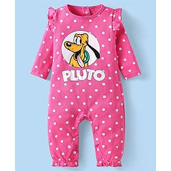 Babyhug Disney Interlock Knit Full Sleeves Polka Dots & Minnie Mouse & Friends Printed Romper with Frill Detailing Pack of 3 - Pink & White