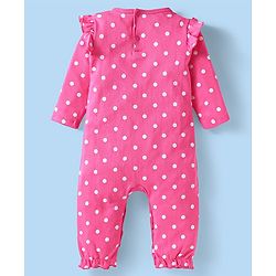 Babyhug Disney Interlock Knit Full Sleeves Polka Dots & Minnie Mouse & Friends Printed Romper with Frill Detailing Pack of 3 - Pink & White