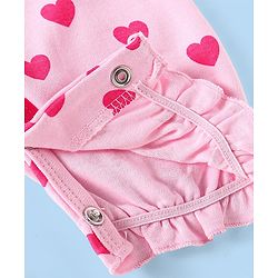 Babyhug Disney Interlock Knit Full Sleeves Polka Dots & Minnie Mouse & Friends Printed Romper with Frill Detailing Pack of 3 - Pink & White