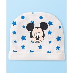 Babyhug Disney Interlock Knit Cap Mittens & Booties Set Mickey Mouse & Star Printed - White