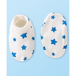 Babyhug Disney Interlock Knit Cap Mittens & Booties Set Mickey Mouse & Star Printed - White