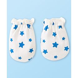 Babyhug Disney Interlock Knit Cap Mittens & Booties Set Mickey Mouse & Star Printed - White