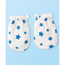 Babyhug Disney Interlock Knit Cap Mittens & Booties Set Mickey Mouse & Star Printed - White