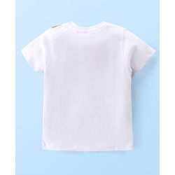 Babyhug Cotton Knit Half Sleeves T-Shirt With Bow &  Attached Waist Coat & Shorts Set - White & Grey