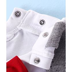 Babyhug Cotton Knit Half Sleeves T-Shirt With Bow &  Attached Waist Coat & Shorts Set - White & Grey