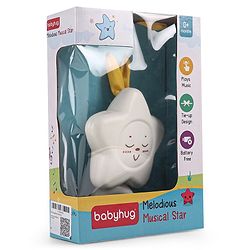Babyhug Melodious Star Shaped Musical Cot Mobile - White