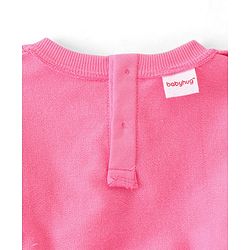 Babyhug Knit Full Sleeves Sweatshirt With Floral Graphics & Mesh Detailing - Pink