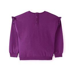 Babyhug Cotton Knit Full Sleeves Sweatshirt With Sequined Rainbow & Star Embroidery - Purple