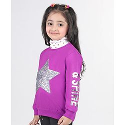 Babyhug 100% Cotton Knit Full Sleeves Sweatshirt with Star Graphics Sequined &  Foil Print - Pink