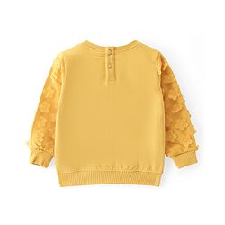 Babyhug 100% Cotton Knit Full Sleeves Sweatshirt with Butterfly Lace Embroidered & Floral  Applique - Yellow