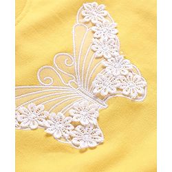 Babyhug 100% Cotton Knit Full Sleeves Sweatshirt with Butterfly Lace Embroidered & Floral  Applique - Yellow