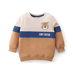 Babyhug Terry Knit Full Sleeves Cut & Sew T-Shirt & Pant Set with Bear & Text  Print - Brown